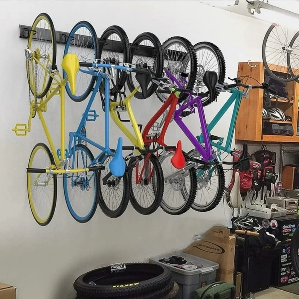 Bike Storage Garage Wall Mount Hanger, Bicycle Organizer with 8 Hooks 3 Panels